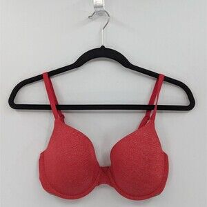 Victoria's Secret Bra Women's 34D Red Heather Uplift Semi Demi